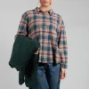 Cotton Plaid Button Up Shirt in Sand