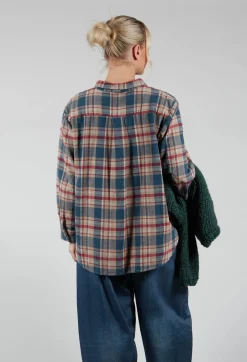 Cotton Plaid Button Up Shirt in Sand