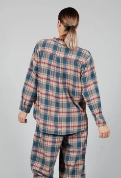Cotton Plaid Button Up Shirt in Sand