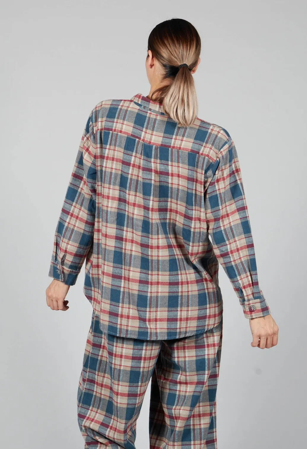 Cotton Plaid Button Up Shirt in Sand