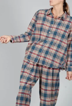 Cotton Plaid Button Up Shirt in Sand
