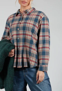 Cotton Plaid Button Up Shirt in Sand