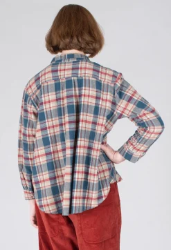 Cotton Plaid Button Up Shirt in Sand