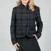 Cotton Plaid Cropped Jacket in Black