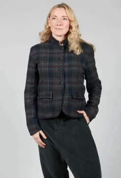 Cotton Plaid Cropped Jacket in Black