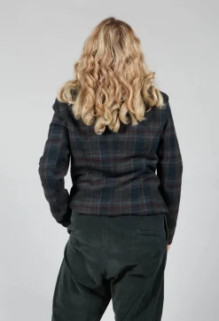 Cotton Plaid Cropped Jacket in Black