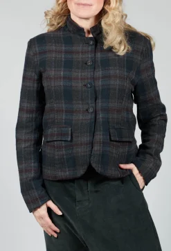 Cotton Plaid Cropped Jacket in Black