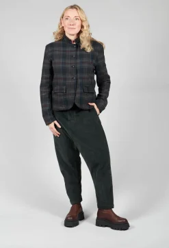 Cotton Plaid Cropped Jacket in Black