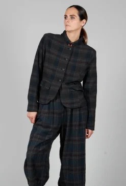 Cotton Plaid Cropped Jacket in Black