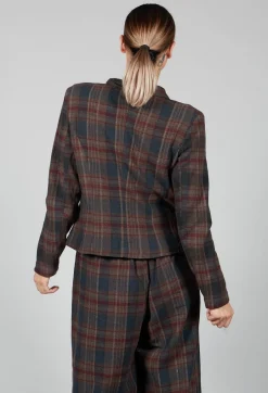 Cotton Plaid Cropped Jacket in Espresso