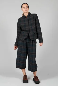 Cotton Plaid Cropped Jacket in Black