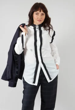 Cotton Shirt with Contrast Detail in White Black