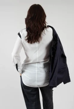 Cotton Shirt with Contrast Detail in White Black
