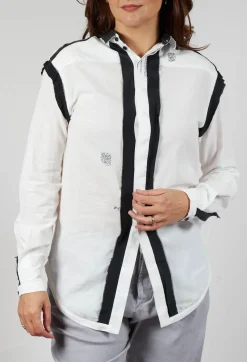 Cotton Shirt with Contrast Detail in White Black