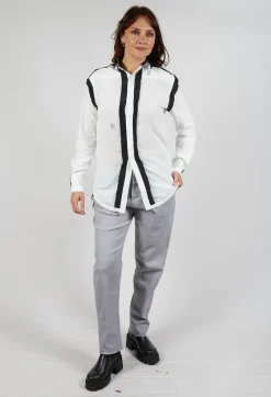 Cotton Shirt with Contrast Detail in White Black