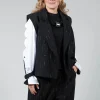 Cotton Striped Blazer Vest in Black