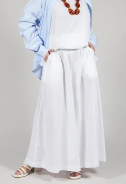 Cotton Wide Leg Trousers in Bianco