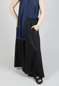 Cotton Wide Leg Trousers in Nero