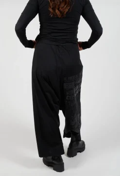 Cotton Wide Leg Trousers in Black Print