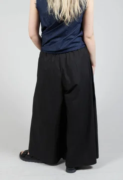 Cotton Wide Leg Trousers in Nero