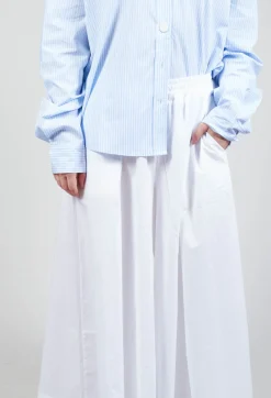 Cotton Wide Leg Trousers in Bianco