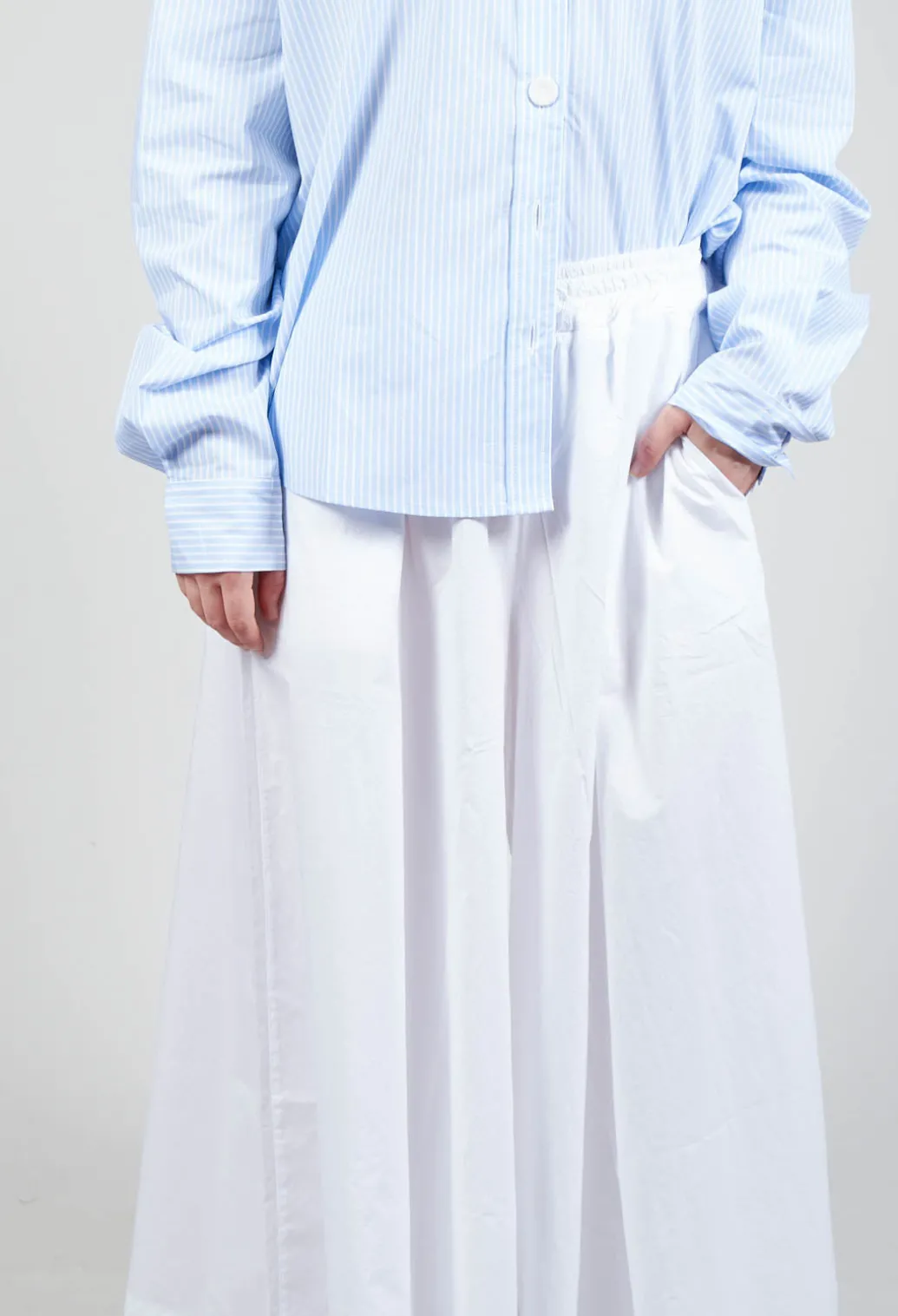 Cotton Wide Leg Trousers in Bianco