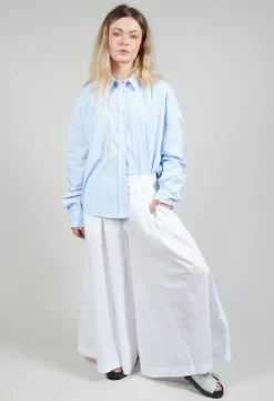 Cotton Wide Leg Trousers in Bianco