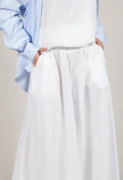 Cotton Wide Leg Trousers in Bianco