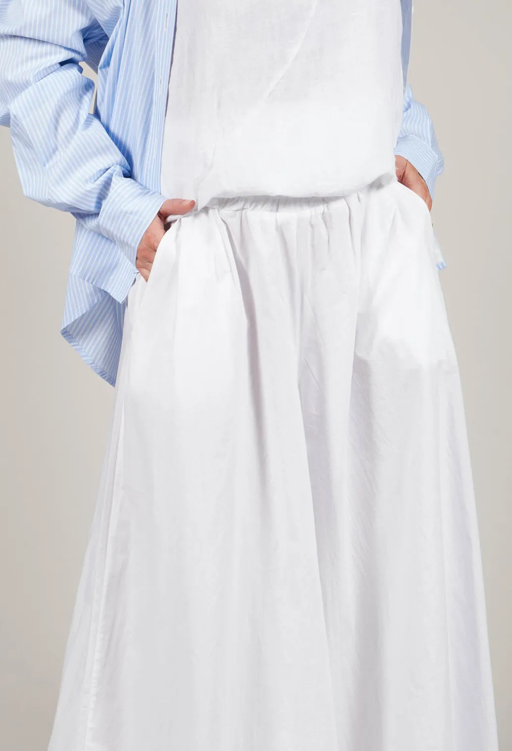 Cotton Wide Leg Trousers in Bianco