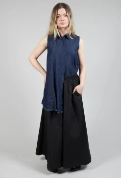 Cotton Wide Leg Trousers in Nero