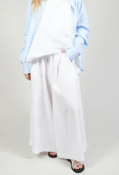 Cotton Wide Leg Trousers in Bianco