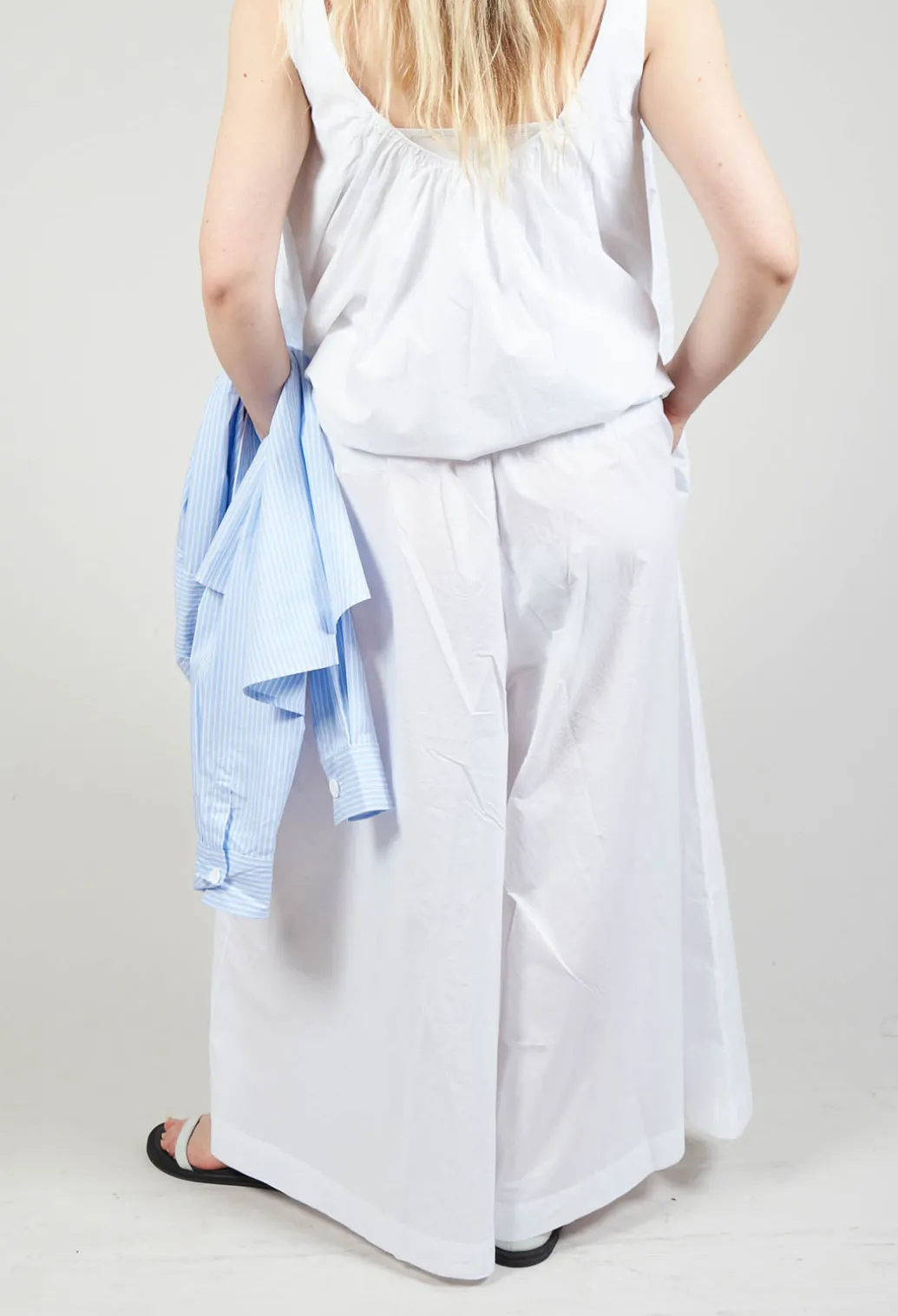 Cotton Wide Leg Trousers in Bianco