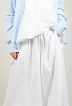 Cotton Wide Leg Trousers in Bianco
