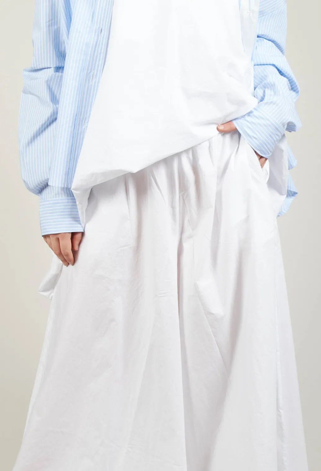 Cotton Wide Leg Trousers in Bianco