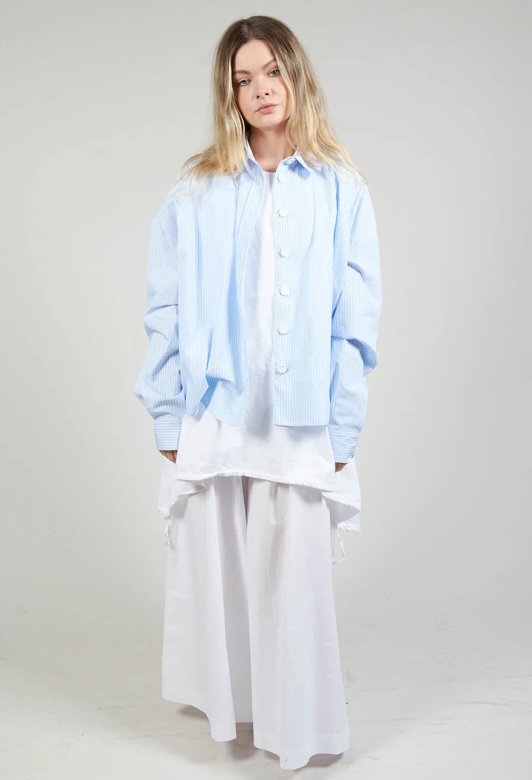 Cotton Wide Leg Trousers in Bianco