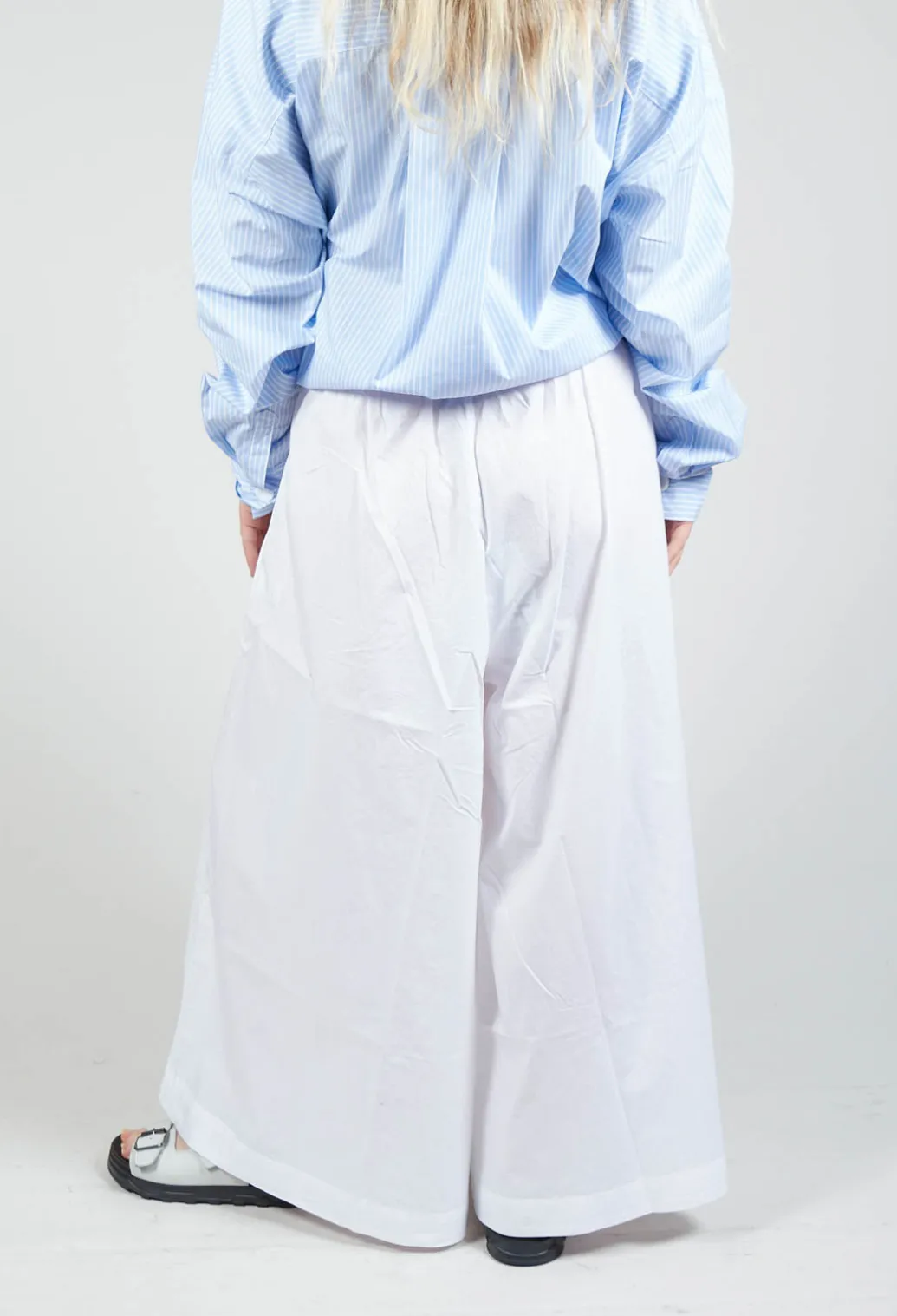Cotton Wide Leg Trousers in Bianco