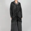 Cowl Neck Dress in Raso Viscosa Grey Storm