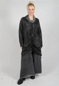 Cowl Neck Dress in Raso Viscosa Grey Storm