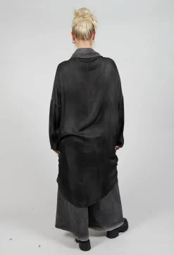 Cowl Neck Dress in Raso Viscosa Grey Storm