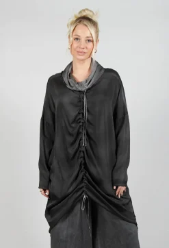 Cowl Neck Dress in Raso Viscosa Grey Storm
