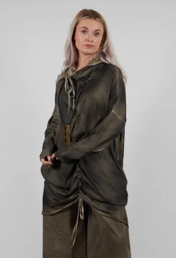 Cowl Neck Dress in Raso Viscosa Green Tuscany