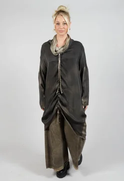 Cowl Neck Dress in Raso Viscosa Green Tuscany