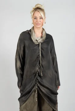 Cowl Neck Dress in Raso Viscosa Green Tuscany