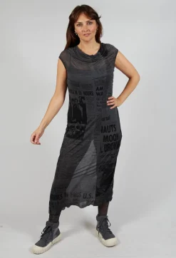 Cowl Neckline Dress in Coal Print Cloud