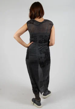 Cowl Neckline Dress in Coal Print Cloud