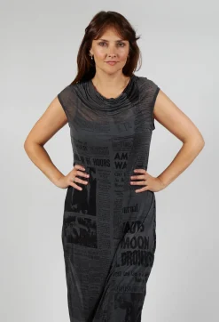 Cowl Neckline Dress in Coal Print Cloud