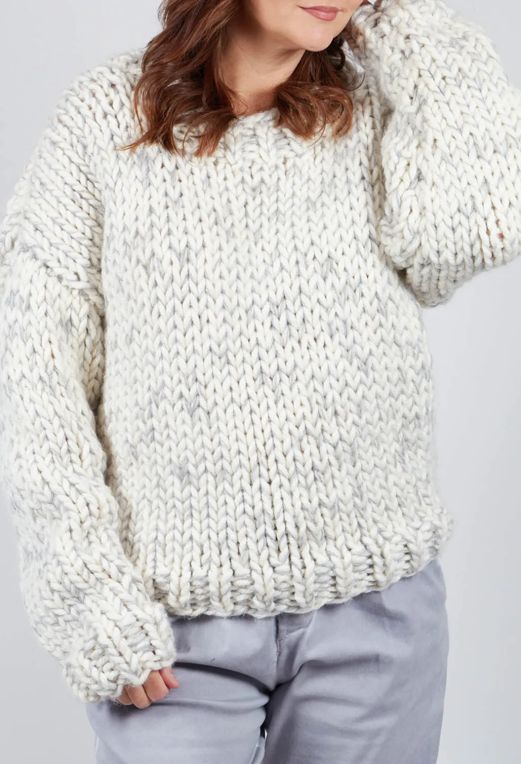 Cream and Grey Chunky Knit Jumper
