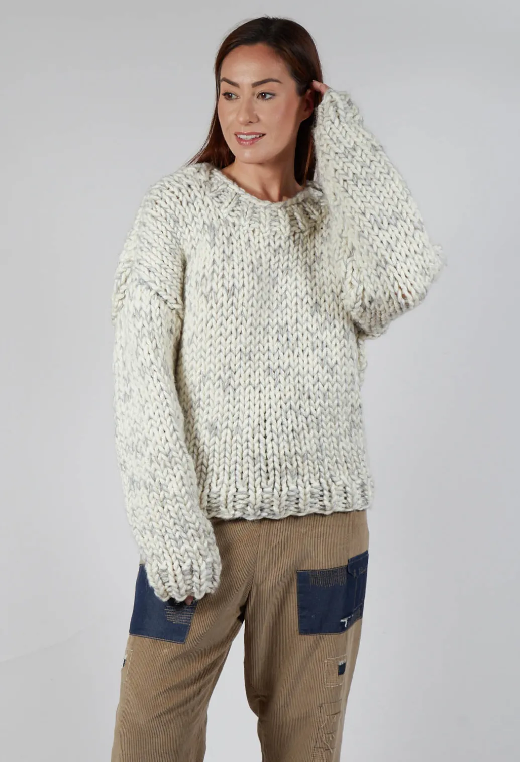 Cream and Grey Chunky Knit Jumper