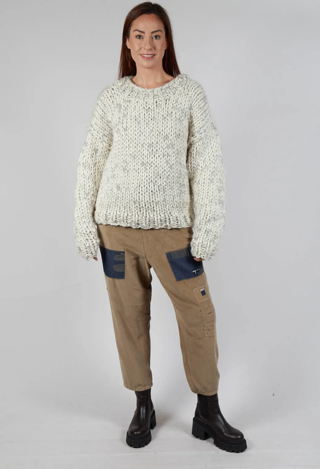 Cream and Grey Chunky Knit Jumper