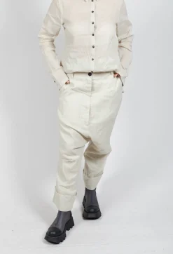 Creased Effect Trousers in Eraser Stiff